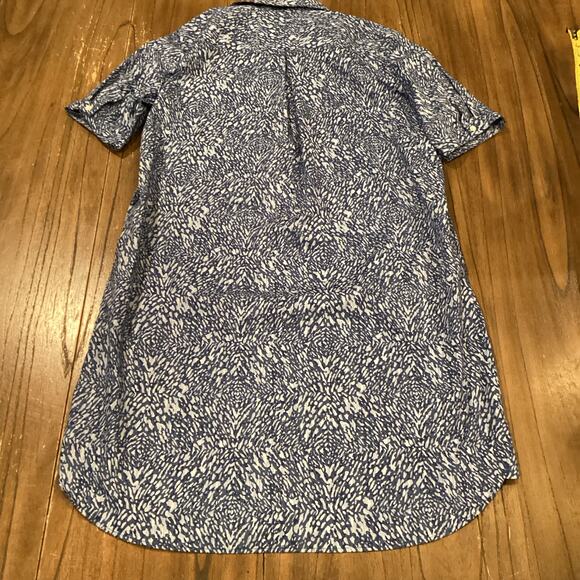 J. McLaughlin Arissa Shirt dress collared Cap Sleeve Popover blue Beatriz Spot L - Picture 2 of 8